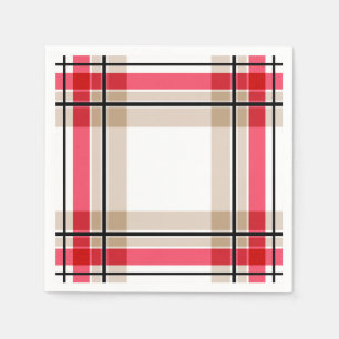 Red black white plaid paper napkins