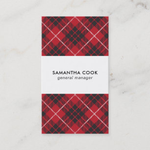 Red Black & White Plaid Pattern Business Card