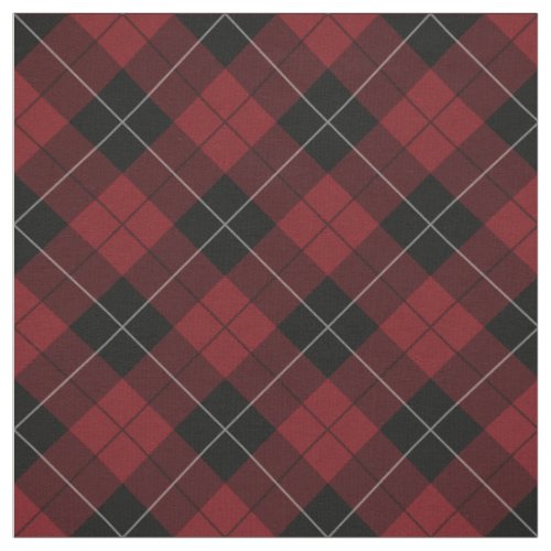 Red Black White Plaid Tartan Diagonal Fabric