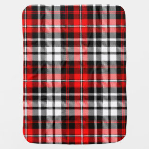 Red Black White Plaid Tartan Pattern Design  Baby Blanket