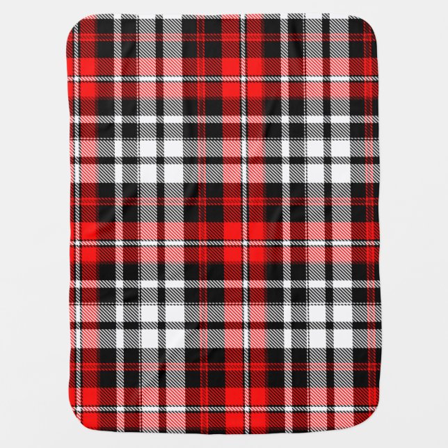 Red Black White Plaid Tartan Pattern Design  Baby Blanket (Front)