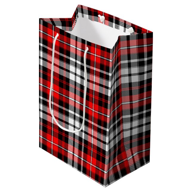 Red Black White Plaid Tartan Pattern Design  Medium Gift Bag (Creator Uploaded)