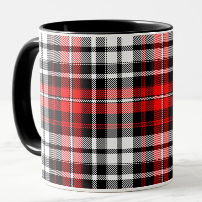 Red Black White Plaid Tartan Pattern Design  Mug (Creator Uploaded)