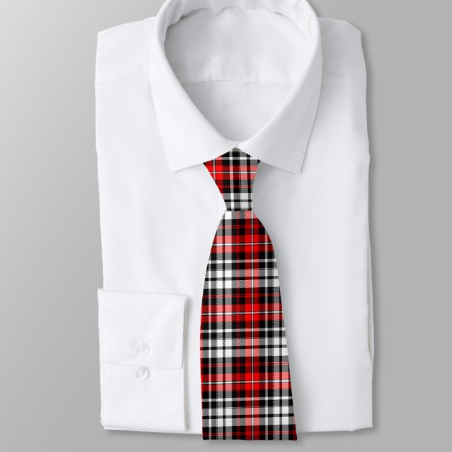 Red Black White Plaid Tartan Pattern Design  Neck Tie (Creator Uploaded)