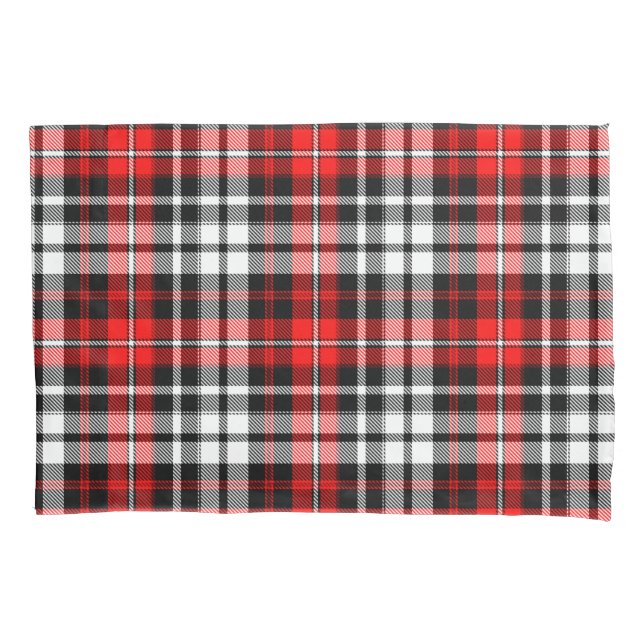 Red Black White Plaid Tartan Pattern Design  Pillow Case (Front)
