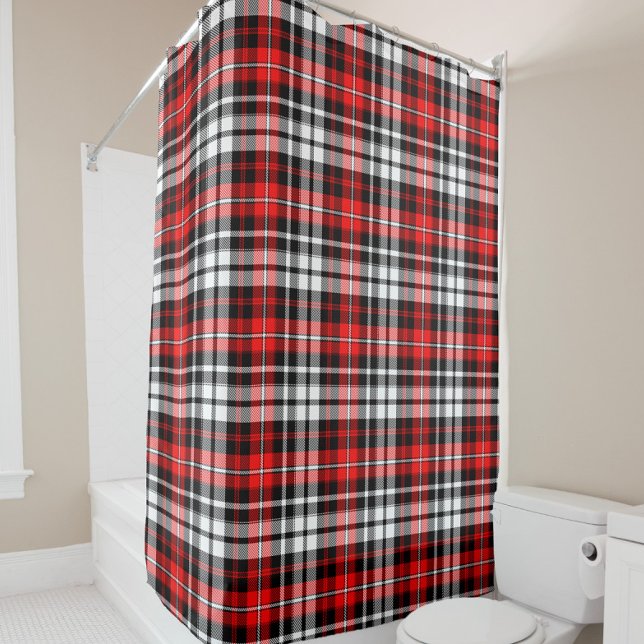 Red Black White Plaid Tartan Pattern Design  Shower Curtain (Creator Uploaded)