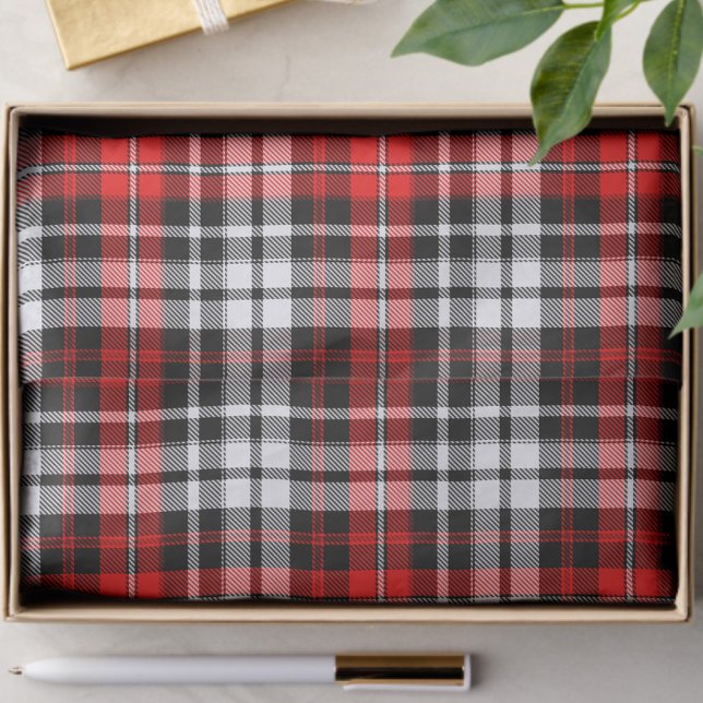 Red Black White Plaid Tartan Pattern Design  Tissue Paper (Creator Uploaded)