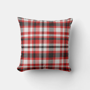 Red, Black & White Plaid with Classic Holiday Throw Pillow