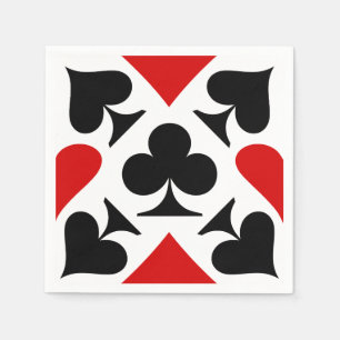 Red, Black & White Playing Card Symbols Pattern Napkins