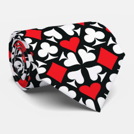 Red, Black & White Playing Card Symbols Pattern Neck Tie