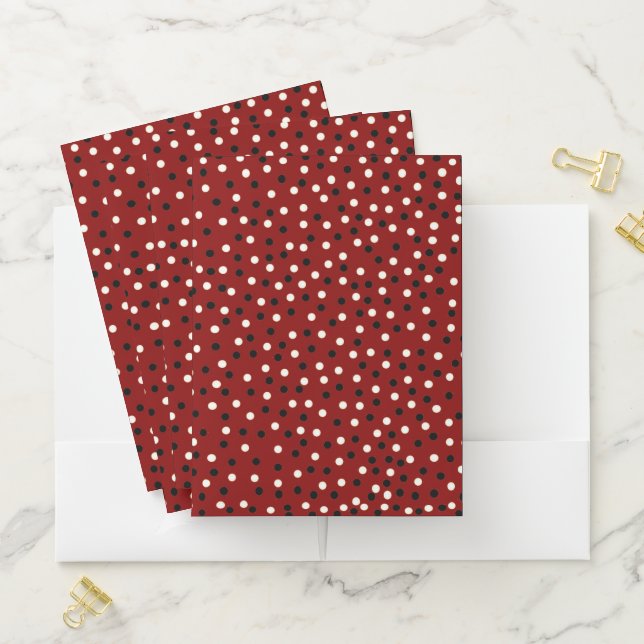 Red/Black/White Poke A Dot Design Pocket Folder (In Situ)