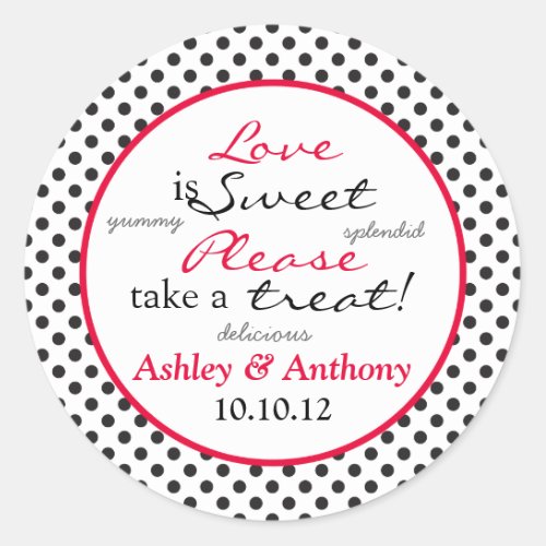 Red Black White Polka Dot Candy Buffet Stickers