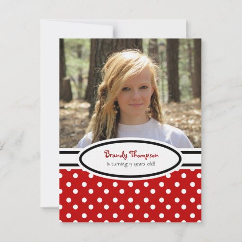 Red, Black &amp; White Polka Dot Party Invitation