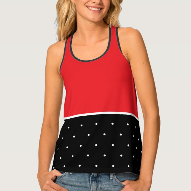 Red Black White Polka Dots Tank Top (Front)