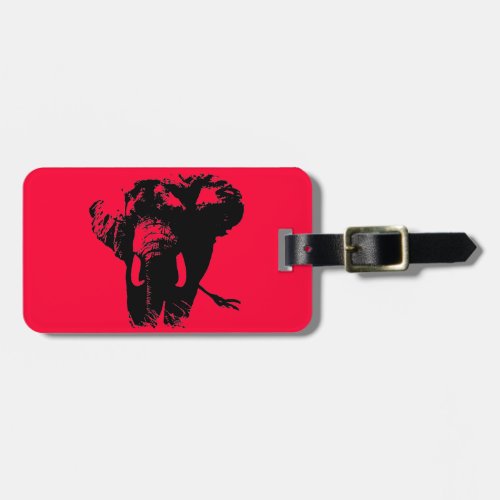 Red Black  White Pop Art Elephant Travel Bag Tag
