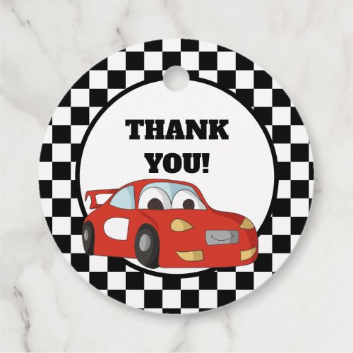 Red Black White Race Car Birthday Party  Favor Tags