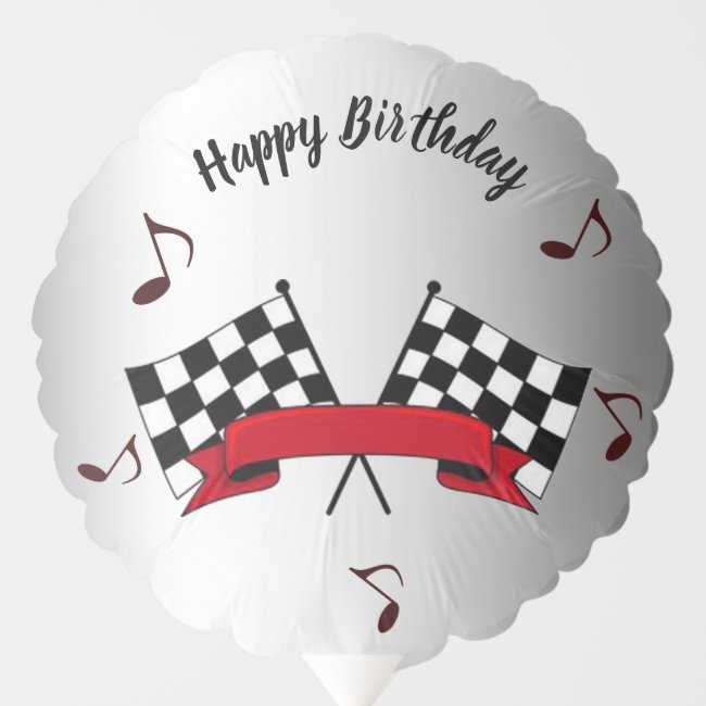 Red Black White Racing Flags Birthday Balloon