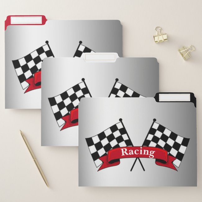 Red Black White Racing Flags File Folders