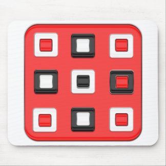 Red, black & white retro style squares mouse pad
