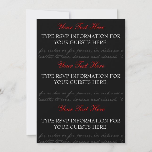 Red, Black, White Rose RSVP cards (Front)