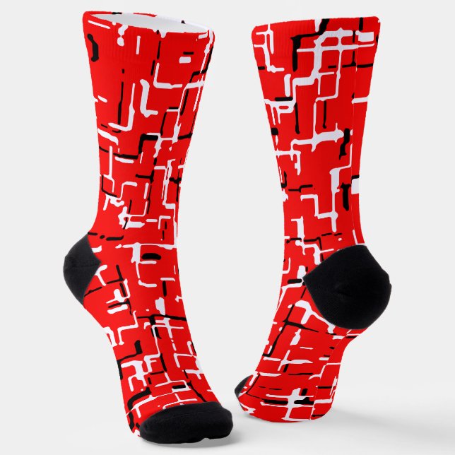 Red Black White Socks (Angled)