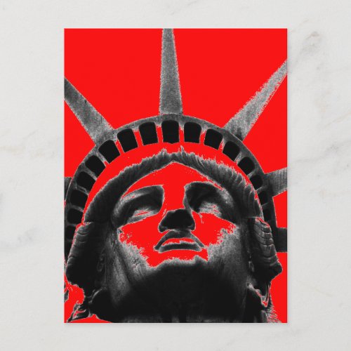 Red Black White Statue of Liberty Pop Art Postcard