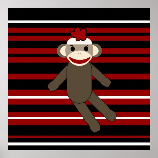 red and white striped sock monkey