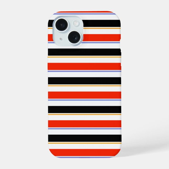 Red Black White Stripes Lines Pattern Design Iphone Case (Back)