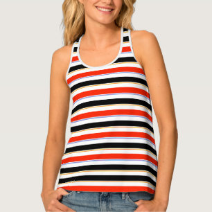Red Black White Stripes Lines Pattern Design Tank Top