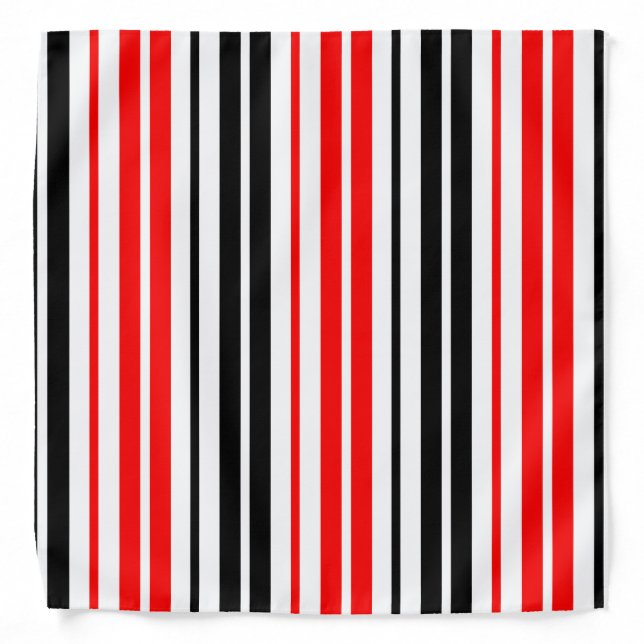 Red Black White Stripes Pattern Design  Bandana (Front)