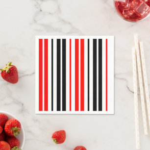 Red Black White Stripes Pattern Design Napkins