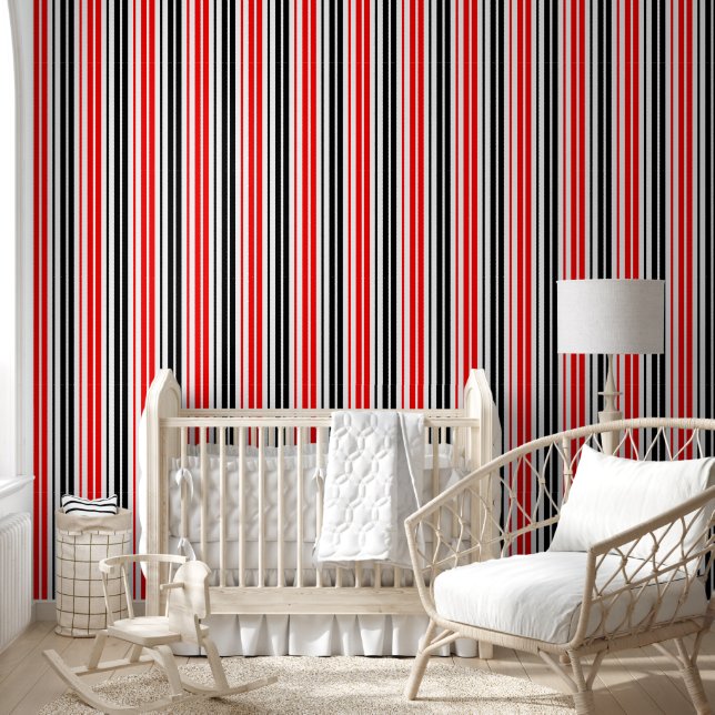 Red Black White Stripes Pattern Design  Wallpaper (Kids)
