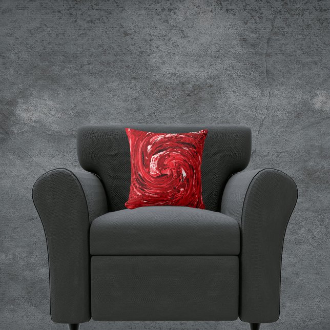 Red black White Swirl Throw Pillow (Creator Uploaded)