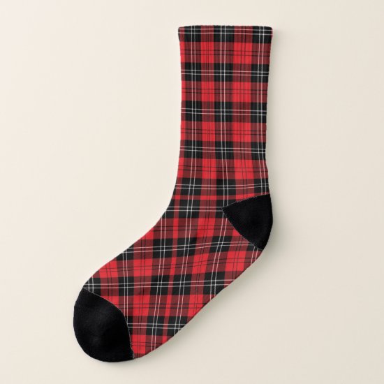 Red Black White Tartan Buffalo Plaid Men's Women's Socks