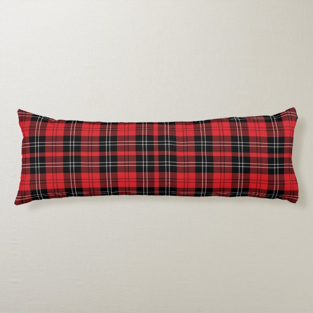 Red Black White Tartan Buffalo Plaid Trendy  Body Pillow (Front)