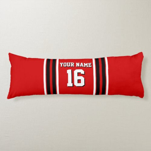 Red Black White Team Jersey Custom Number Name Body Pillow