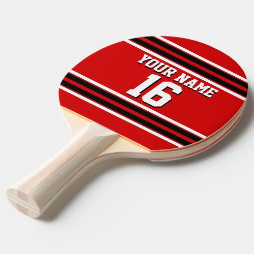 Red Black White Team Jersey Custom Number Name Ping_Pong Paddle