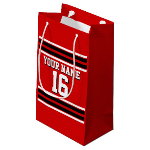Red Black White Team Jersey Custom Number Name Small Gift Bag