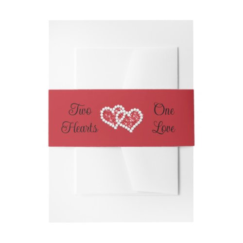 Red Black White Two Hearts One Love Invitation Belly Band