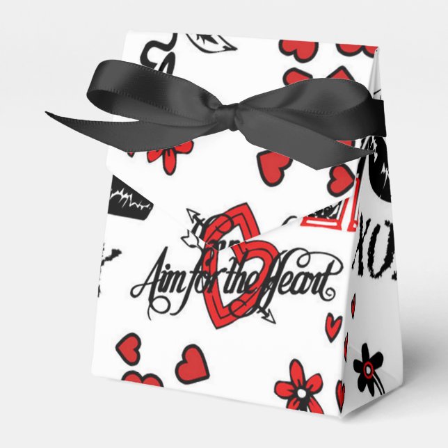 Red Black White Valentine Motif Favor Box (Front Side)