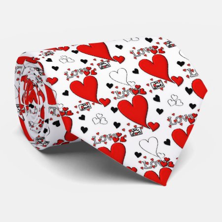 Red Black White Valentine's Day Men's Tie