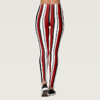 Black and Red Stripes Pattern Striped Leggings, Zazzle