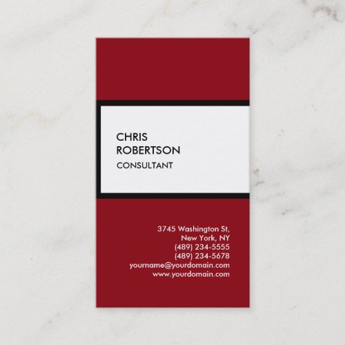 Red black white vertical unique business card