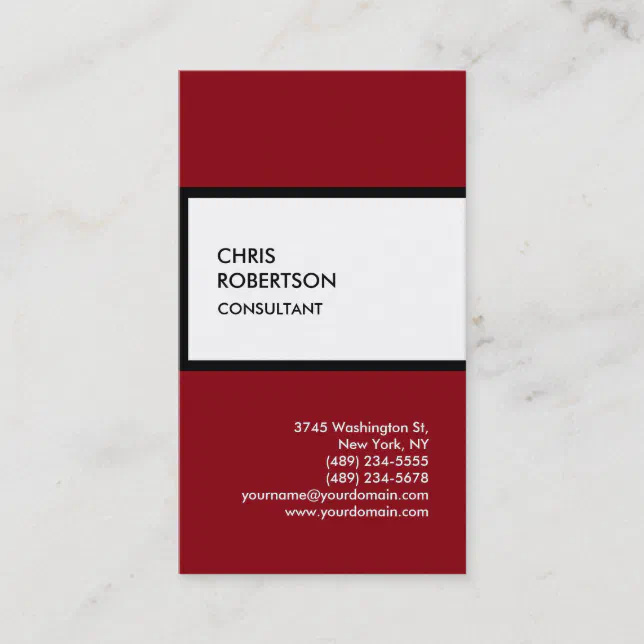 Red black white vertical unique business card | Zazzle