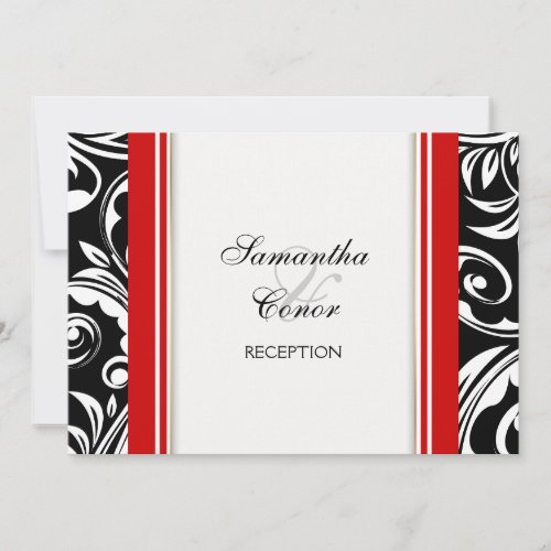 Red black white wedding engagement custom invitations