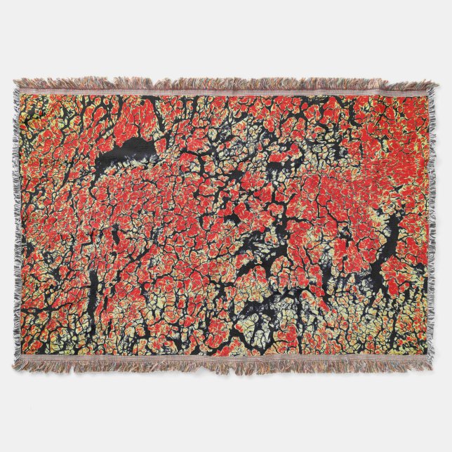 Red Black White Yellow Cracked Earth Throw Blanket (Front)