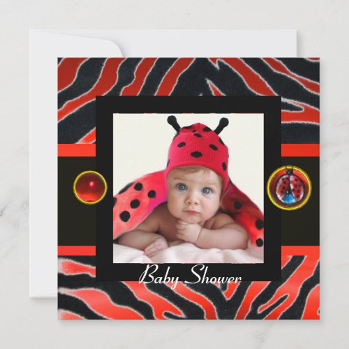 RED BLACK WHITE ZEBRA FUR LADYBUG  Photo Template