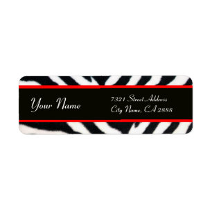 RED BLACK WHITE ZEBRA FUR MONOGRAM LABEL