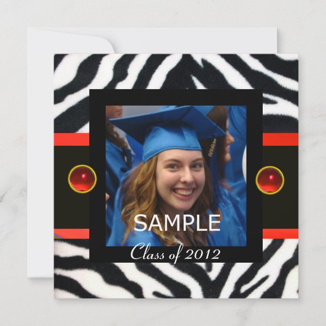 RED BLACK WHITE ZEBRA FUR Monogram Photo Template (Front)