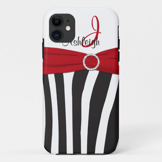 Red, Black, White Zebra Striped iPhone 5 Case (Back)